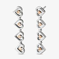 Clogau Tree Of Life Silver Heart Drop Stud Earrings 3SHEA884