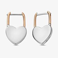 Clogau Two Colour Cariad Heart Padlock Hoop Earrings 3SCAR976
