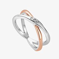 Clogau Ripples Cross Over White Topaz Ring 3SRPP0209