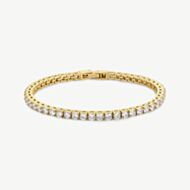 D.Louise Yellow Gold Tone Plated Stainless Steel Crystal Luxe Tennis Bracelet SKB-027