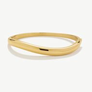D.Louise Yellow Gold Tone Plated Stainless Steel Wave M/L Bangle SKB-039-02
