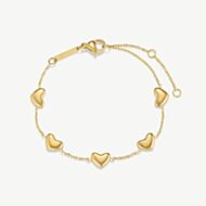 D.Louise Yellow Gold Tone Plated Stainless Steel Bubble Heart Bracelet NAB-12