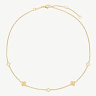 D.Louise Yellow Gold Tone Plated Stainless Steel Multi Clover Necklace SKN-35