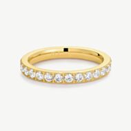 D.Louise Yellow Gold Tone Plated Stainless Steel Cubic Zirconia Eternity Ring GR-036
