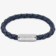 Tommy Hilfiger Exploded Braided Navy Blue Leather Monogram Bracelet 2790480