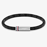 Tommy Hilfiger Printed Cord Black Leather 19cm Bracelet 2790704