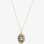 Yellow Gold Plated Black Rhodium Cubic Zirconia Bee Hive Pendant Necklace BTH3-SL-CZ YGP/BLK RHOD