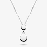 Kit Heath Sterling Silver Coast Pebbles Twin Droplet Necklace 90186RP