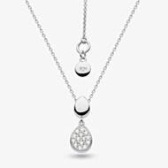 Kit Heath Sterling Silver Coast Pebbles Twin Droplet Pave Cubic Zirconia Necklace 90188CZ