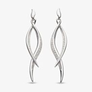 Kit Heath Sterling Silver Entwine Twine Twist Cubic Zirconia Pave Drop Earrings 50225CZ