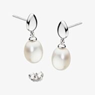 Kit Heath Sterling Silver Coast Pebble Pearl Droplet Earrings 50184FP