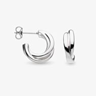 Kit Heath Sterling Silver Bevel Trilogy Hoop Earrings 6166RP