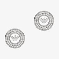 Emporio Armani Silver Round Eagle Cubic Zirconia Stud Earrings EG3587040
