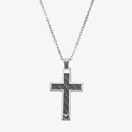 Emporio Armani Black Carbon Fibre Cross Necklace EGS1705040