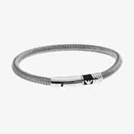 Emporio Armani Mens Essential Silver Tone Braided Bracelet EGS1623040 (17CM)
