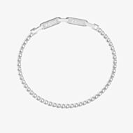 Guess Eternity Silver Tone Crystal Tennis Logo Clasp Bracelet UMB03237ST