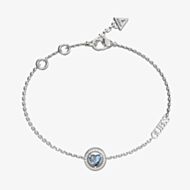 Guess Mama Non Mama Silver Tone Blue Crystal Heart Halo Bracelet UBB04668RHLSL