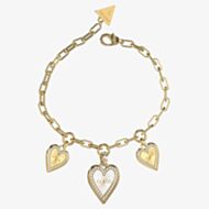Guess Love Me Tender Three Heart Crystal Charm Bracelet UBB03235YGRHS