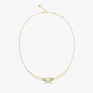 Guess Stylish Gold Tone Crystal Double Link Chain Necklace UBN04580YG