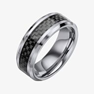 Fred Bennett Tungsten & Black Fibre Stripe Ring R3885