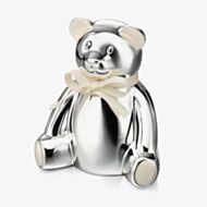 D For Diamond Silver Plated Teddy Bear Money Box Y413