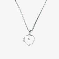 D For Diamond Silver Heart Locket Pendant Necklace P2549