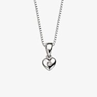 D For Diamond Silver Heart Diamond Pendant Necklace P620