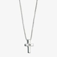 D For Diamond Silver Cross Pendant Necklace P800