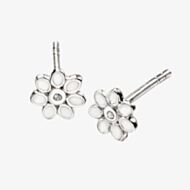 D For Diamond White Enamel Flower Stud Earrings E4122