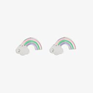 D For Diamond Silver Enamel Rainbow Stud Earrings E6157