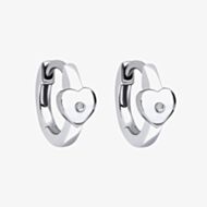D For Diamond Silver Heart Hoop Earrings E6394