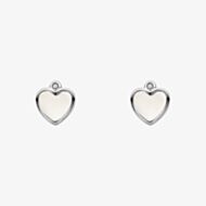 D For Diamond Silver Mother Of Pearl Heart Stud Earrings E6589P