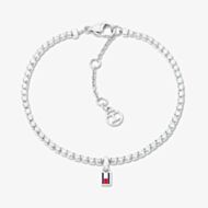 Tommy Hilfiger Stainless Steel Cubic Zirconia Logo Charm Tennis Bracelet 2781092