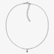 Tommy Hilfiger Stainless Steel Cubic Zirconia Logo Charm Tennis Necklace 2781094