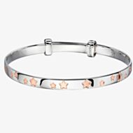 Little Star Jessica Silver & Rose Gold Plated Stars Baby Bangle LSB0131