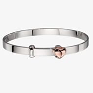 Little Star Fleur Silver & Rose Gold Plated Heart Baby Bangle LSB0212