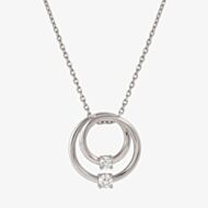 Nomination Cosmic Love White Rhodium Cubic Zirconia Large Double Circle Pendant Necklace 241708/053