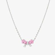 Nomination Shine Me Up Silver Pink & White Cubic Zirconia Bow Necklace 241902/009