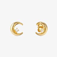 Nomination Dream Beats Gold Tone Cubic Zirconia Moon Stud Earrings 242603/024