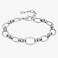 Nomination Affinity Stainless Steel Cubic Zirconia Oval Link Bracelet 028603/001