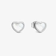 Nomination Emosfere Silver Tone Mother Of Pearl Heart Stud Earrings 134209/036