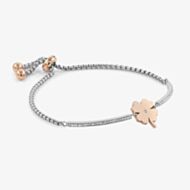 Nomination Milleluci Rose Gold Finish Four Leaf Clover Toggle Pave Half Bangle 028004/006