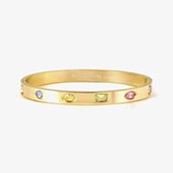Nomination Pretty Bangles Stainless Steel & Yellow PVD Multi-Colour Cubic Zirconia Large Bangle 029533/024