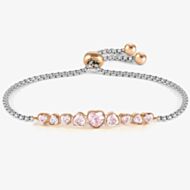 Nomination Milleluci Colour Stainless Steel Pink Crystal Hearts Bracelet 028011/003