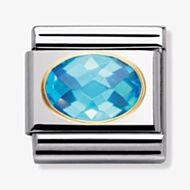 Nomination CLASSIC Gold Oval Faceted Cubic Zirconia Blue Charm 030601/006