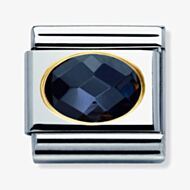 Nomination CLASSIC Gold Oval Faceted Cubic Zirconia Black Charm 030601/011