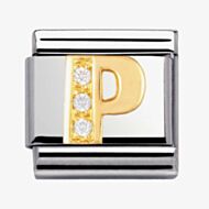 Nomination CLASSIC Gold Cubic Zirconia Letter P Charm 030301/16