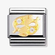 Nomination CLASSIC Gold Cubic Zirconia Zodiac Pisces Charm 030302/12