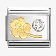 Nomination CLASSIC Stainless Steel & 18ct Yellow Gold Cubic Zirconia Myosotis Charm 630301/04