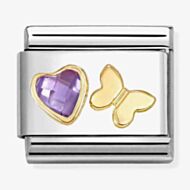 Nomination Classic Purple Cubic Zirconia Heart Gold Butterfly Charm 030613/13
